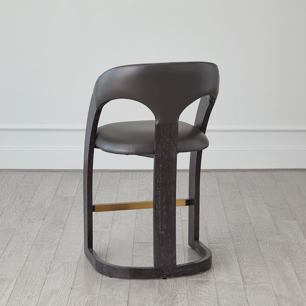 Delia Chair - Ebony Cerused - Graphite Leather