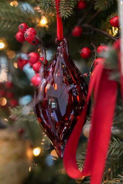 Burgundy Glass Drop- Set of 4