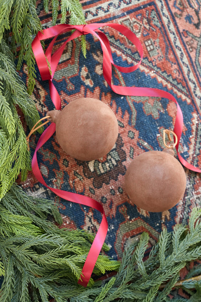 Chocolate Velvet Glass Balls- Sets of 2