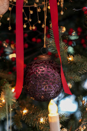 Burgundy Dotted Glass Ball