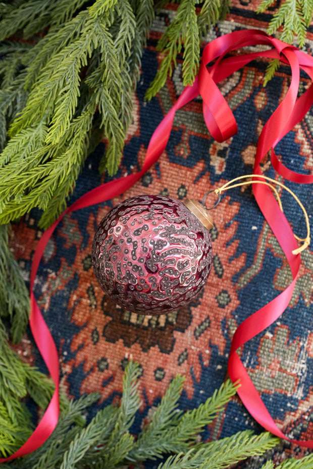 Burgundy Dotted Glass Ball