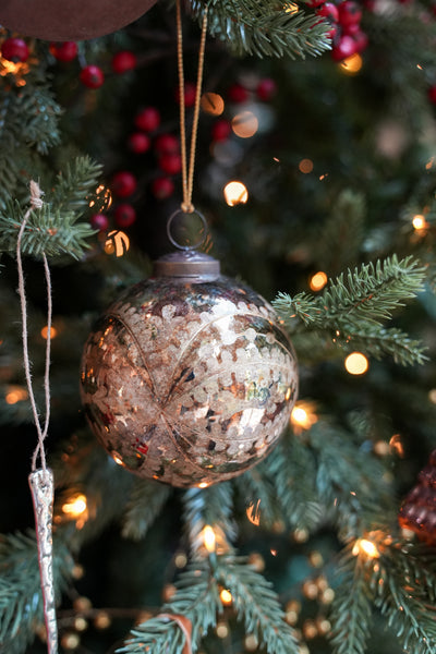 Aged Gold Engraved Glass Ball