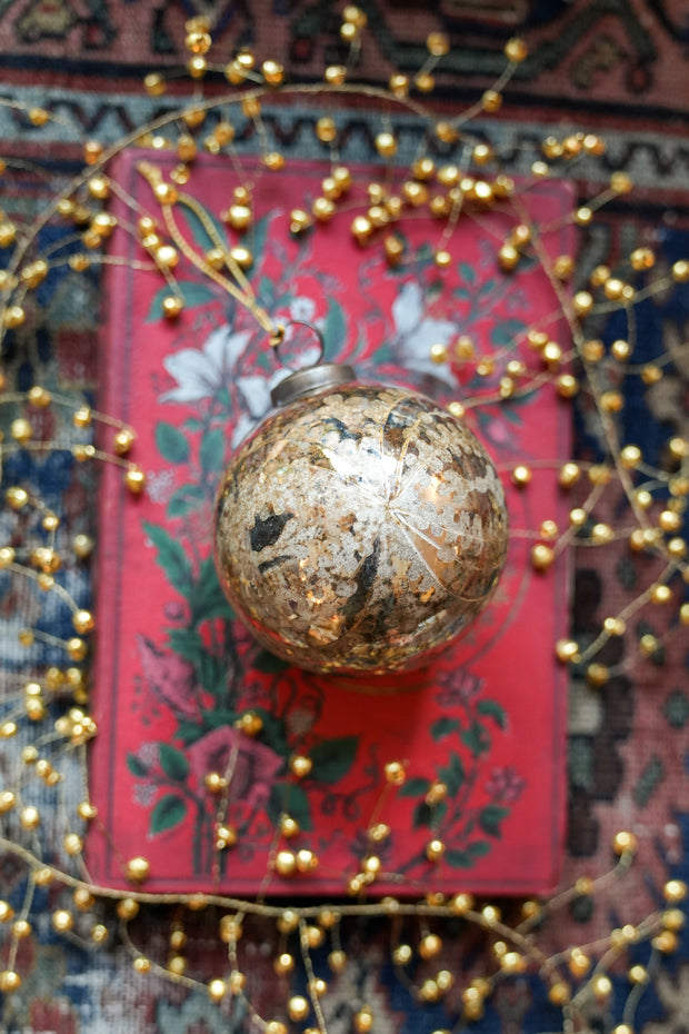 Aged Gold Engraved Glass Ball