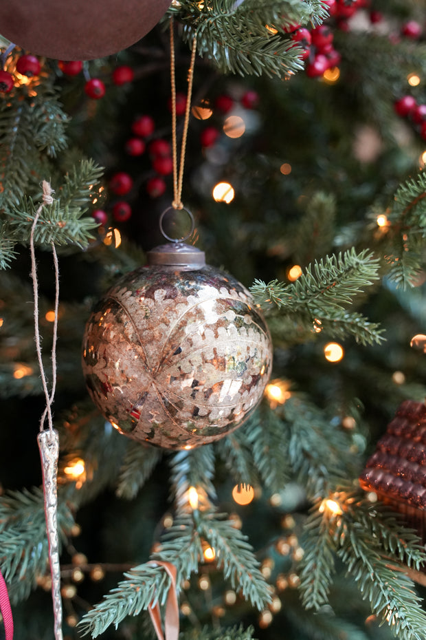 Aged Gold Engraved Glass Ball