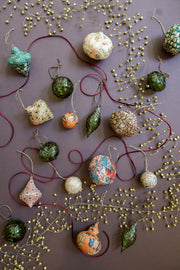 Glass Green Ornament - Set of 6