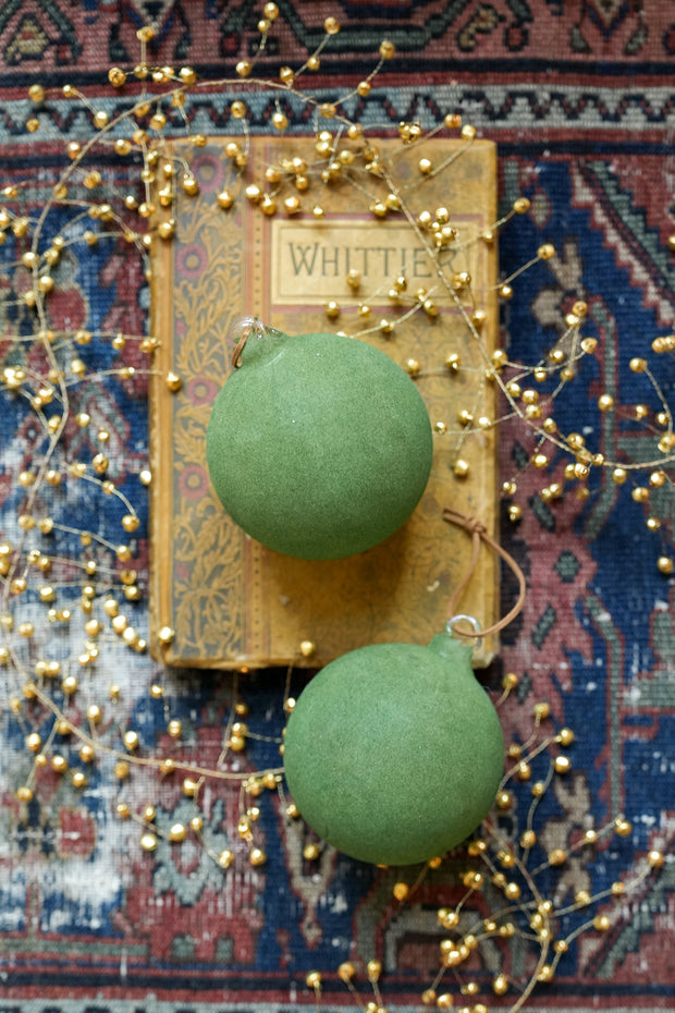 Green Velvet Glass Balls- Set of 2
