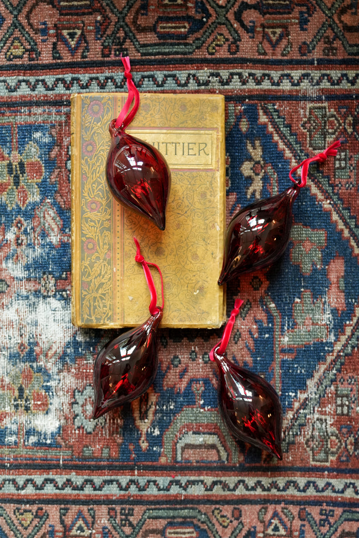 Burgundy Glass Drop- Set of 4