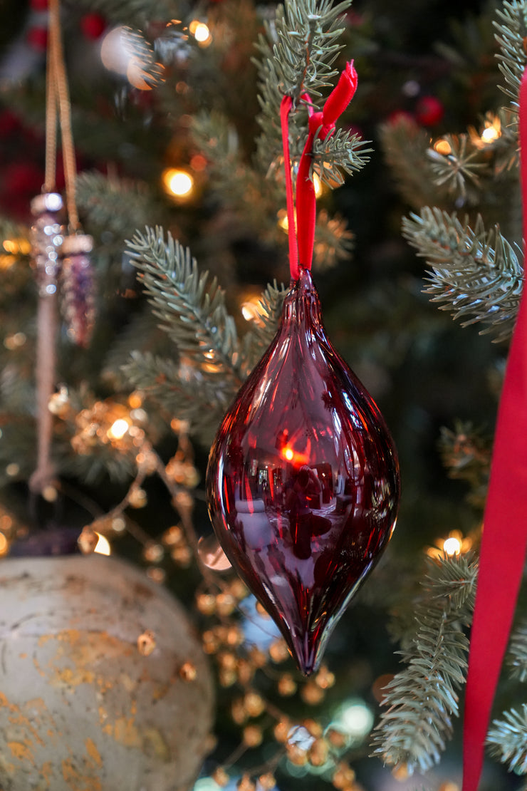Burgundy Glass Drop- Set of 4