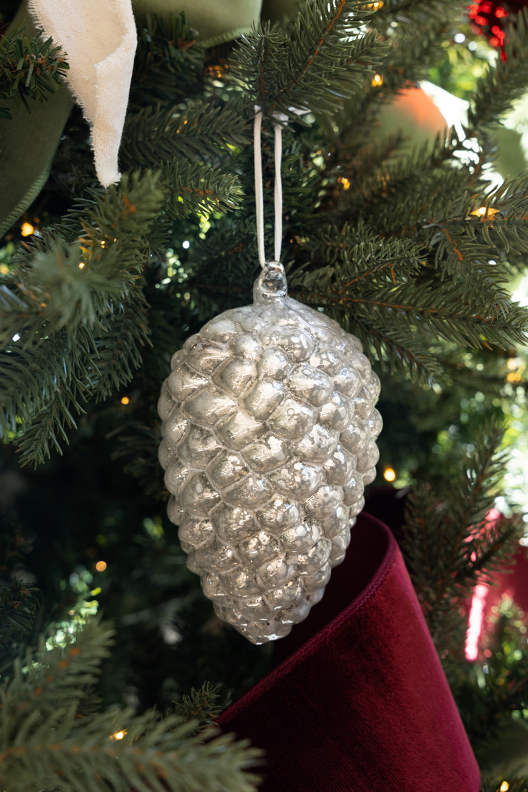 White Antique Acorn Ornament Small