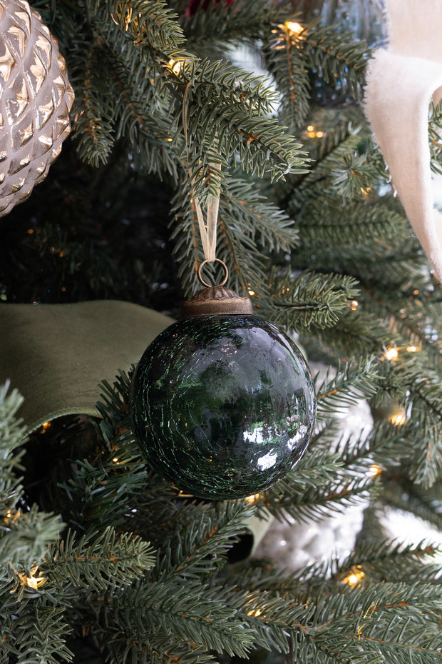 Green Crackled Glass Ornament