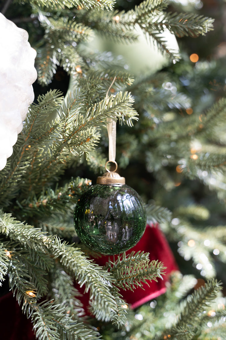 Green Crackled Glass Ornament