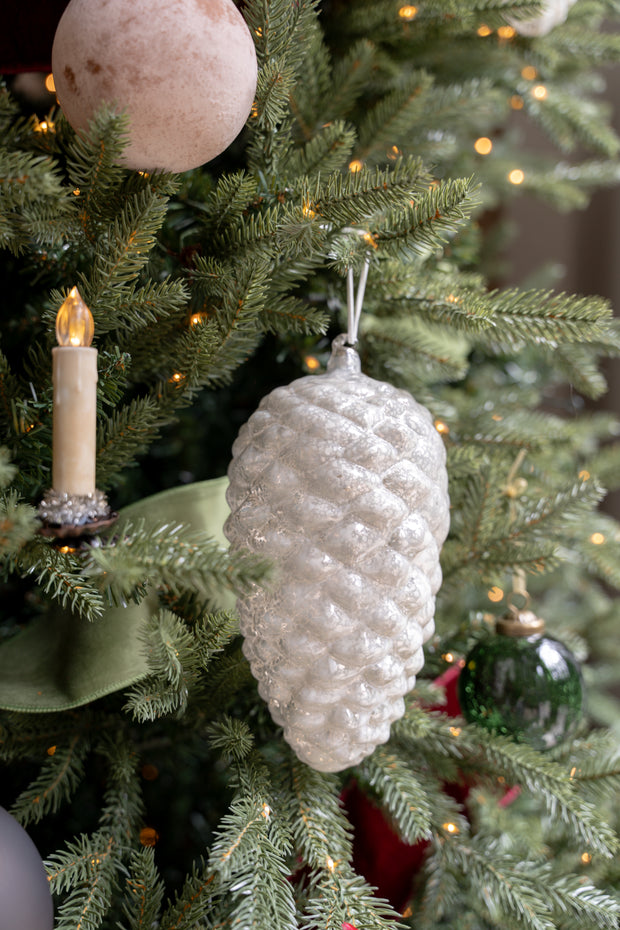 White Antique Acorn Ornament Large