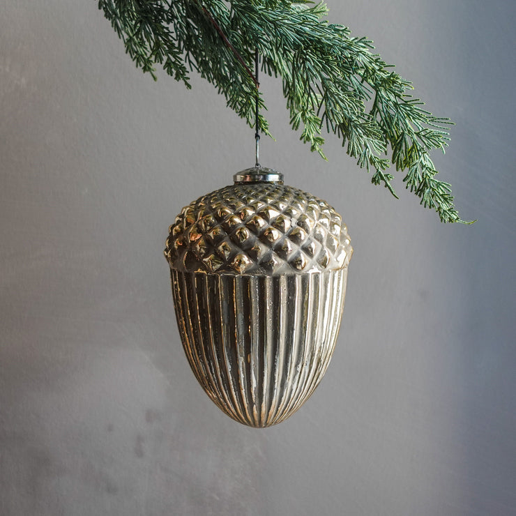 Gold Embossed Acorn Ornament
