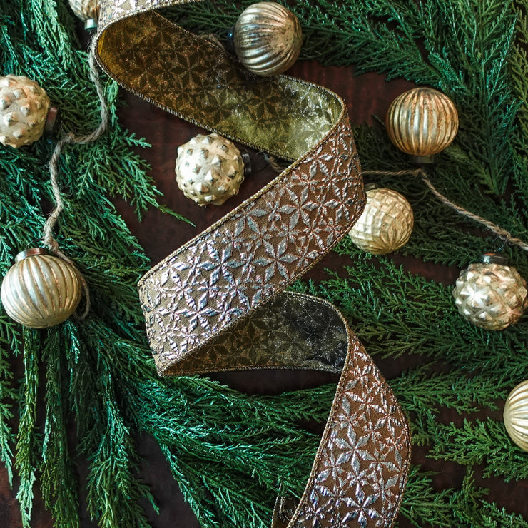 Embroidered Bronze Metallic 2.5" Ribbon