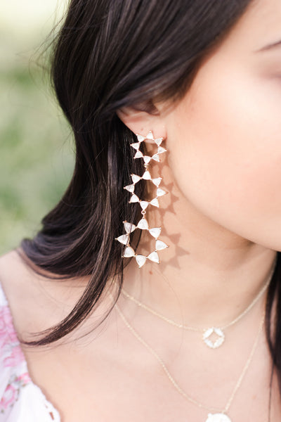 Ashley Childers, Flora Earrings in White MOP