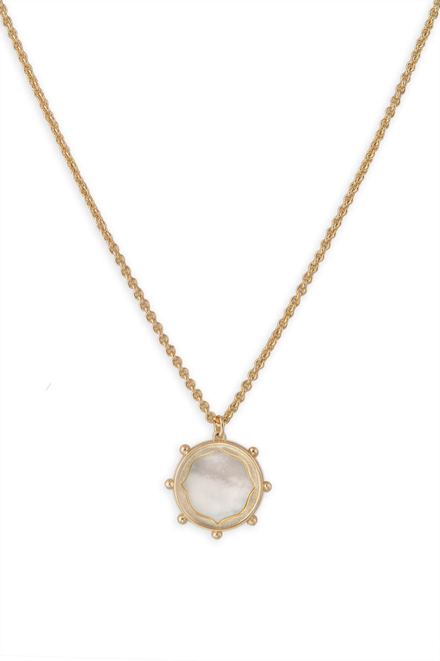 Ampney Coin Necklace in Ivory Mother of Pearl