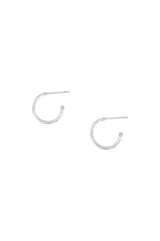 Ashley Childers, Matte Hammered Silver Hoops, Petite