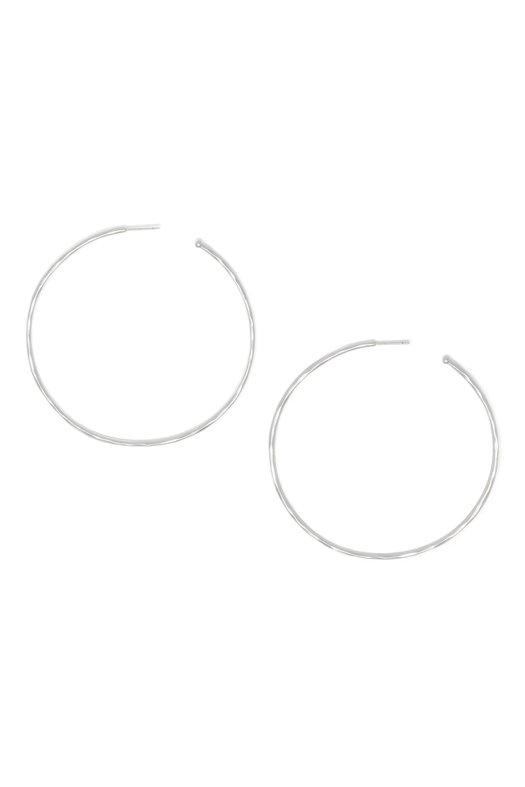 Ashley Childers, Matte Hammered Silver Hoops, Large