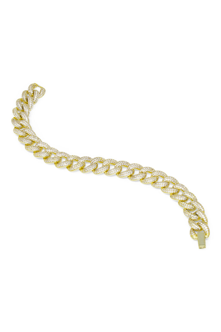 Ashley Childers Pave Curb Chain Bracelet in Gold