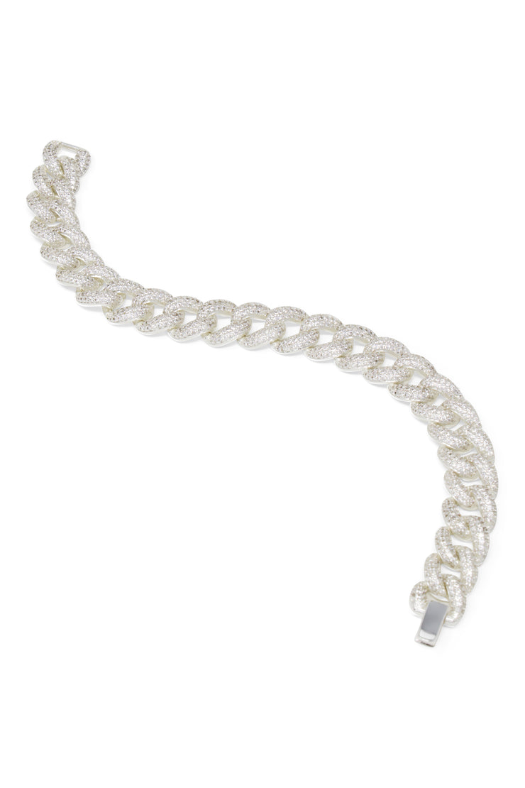 Ashley Childers, Pave Curb Chain Bracelet in Silver