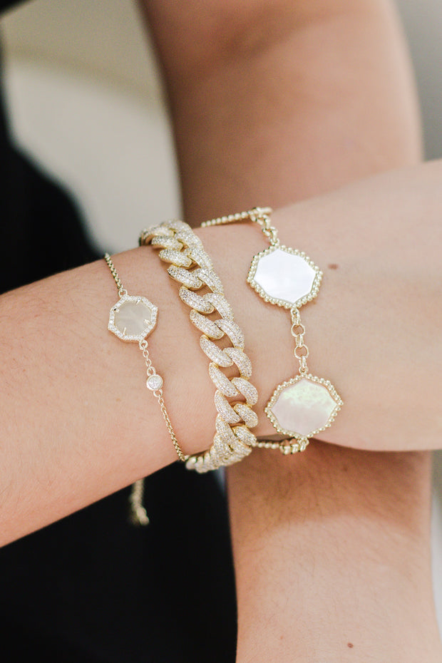 Ashley Childers, Signature Petite Mother of Pearl Bracelet in Gold