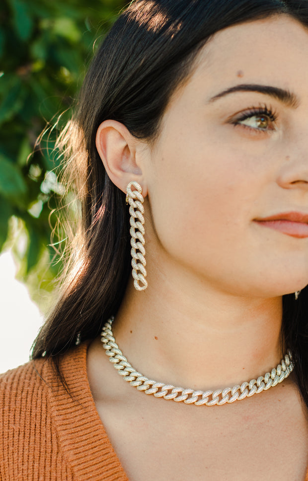 Ashley Childers, Pave Curb Chain Earrings