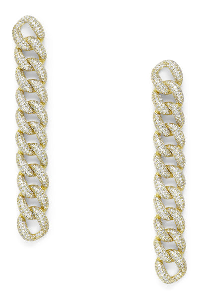 Ashley Childers, Pave Curb Chain Earrings in Gold