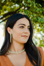 Ashley Childers, Pave Curb Chain Earrings