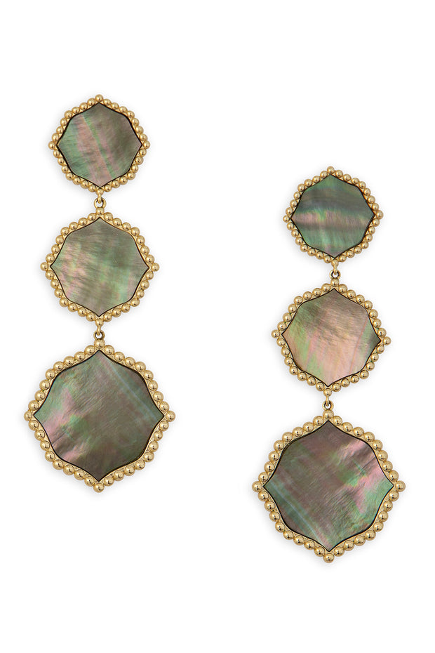 Ashley Childers. Signature Statement Earrings, Gray Mother of Pearl