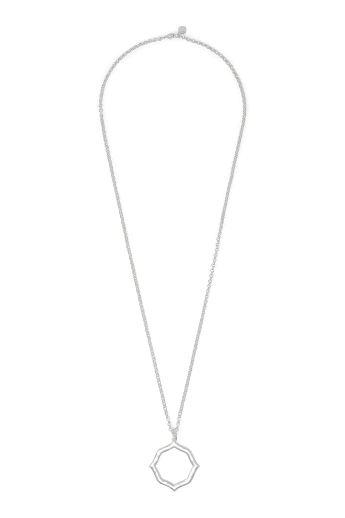 Short Hammered Bastille Link Necklace in Sterling Silver 18