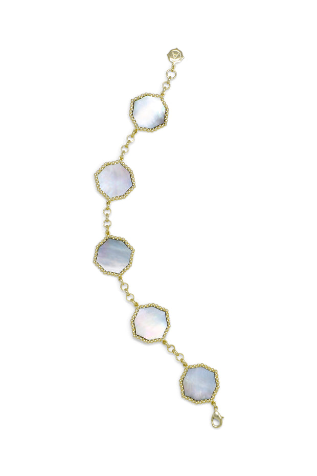 Ashley Childers, Signature Statement Bracelet in Gray Mother of Pearl