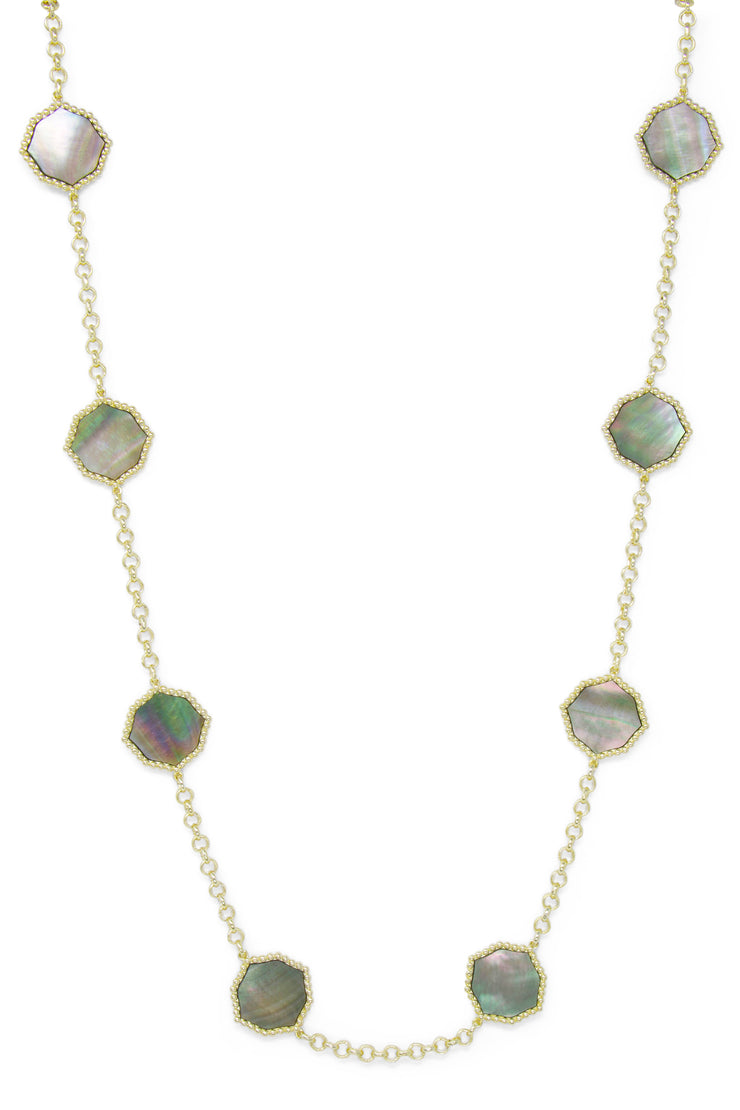 Yellow Mother-of-Pearl Necklace - Statement Bib in Sterling Silver wit –  SASilkGems Studio