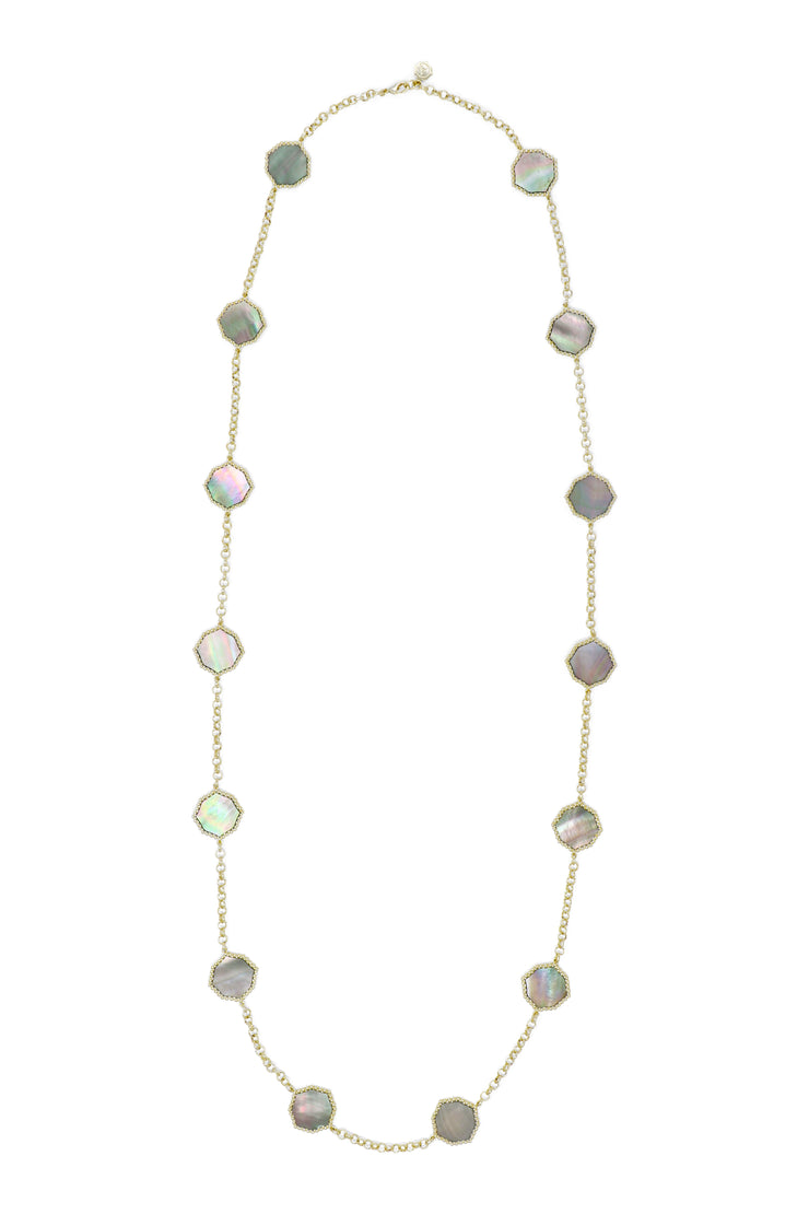 Ashley Childers, Signature Statement Necklace in Gray Mother of Pearl
