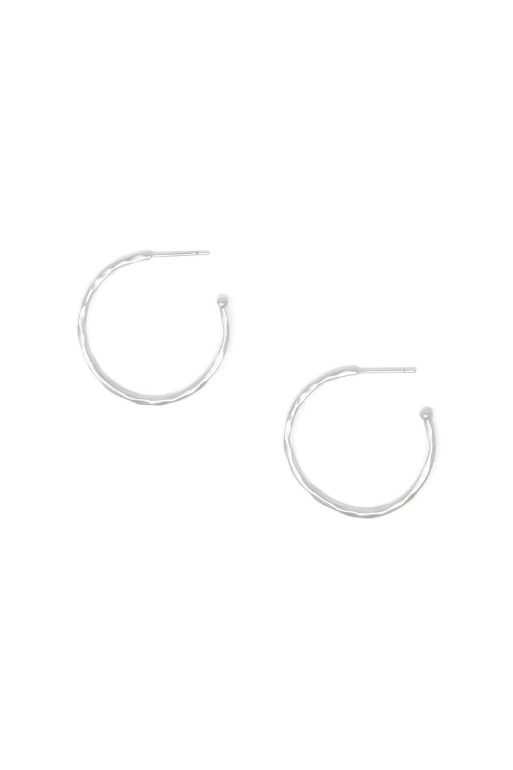 Ashley Childers, Matte Hammered Silver Hoops, Small