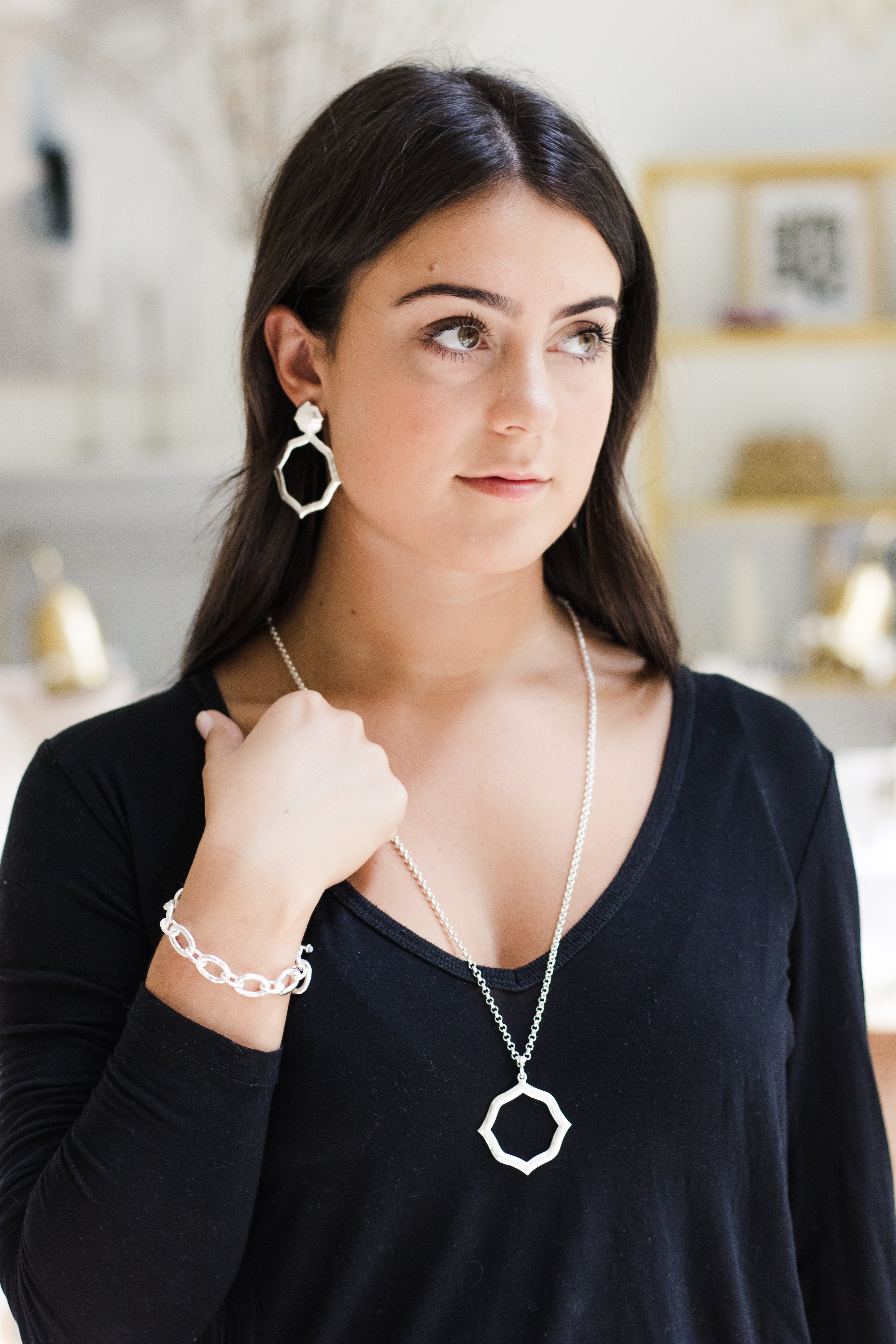 Ashley Childers | Signature Hammered Pendant Necklace in Silver