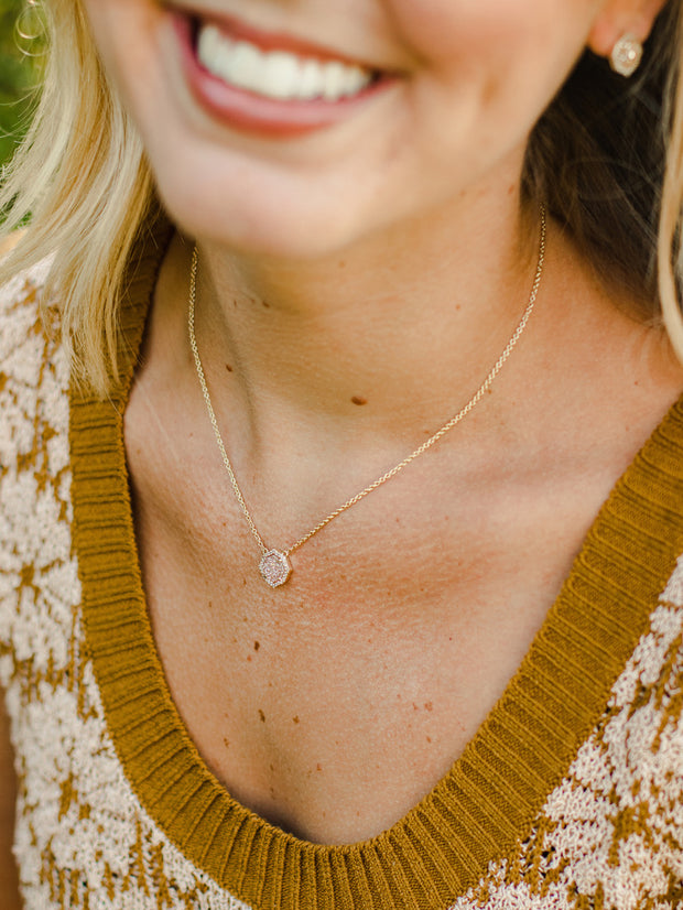 Ashley Childers Signature Mini Necklace in Champagne Druzy delicate necklace style