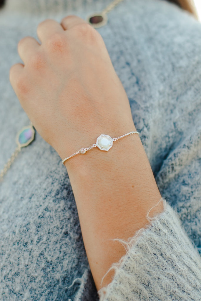 Ashley Childers | Signature Petite Mother of Pearl Bracelet in Silver