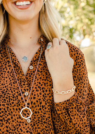 Ashley Childers Signature Hammered Pendant Necklace in Gold with Long Statement Necklace design