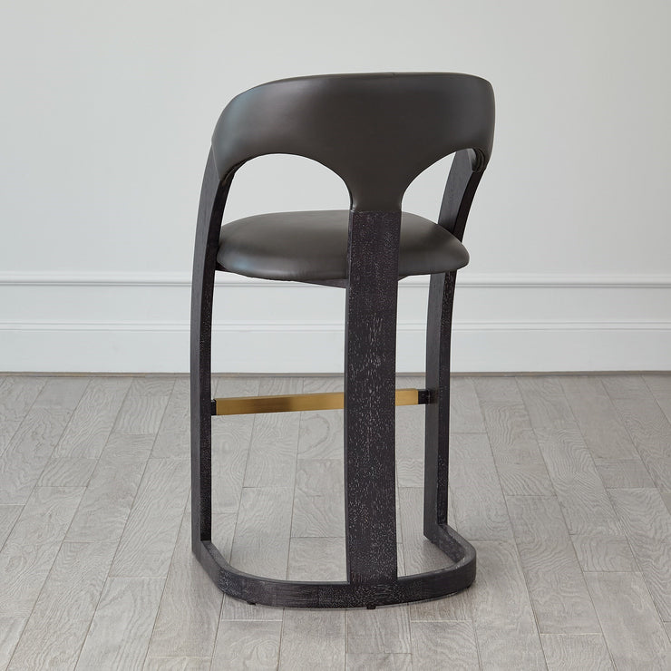 Delia Chair - Ebony Cerused - Graphite Leather
